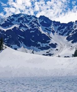 Snowy Olympic Mountains diamond painting