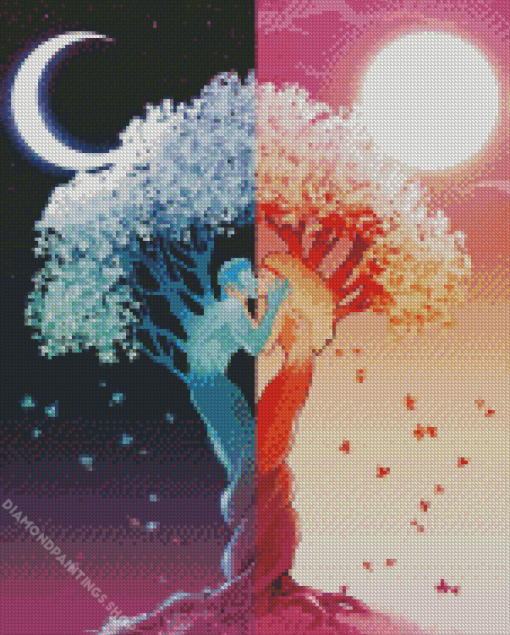 Soulmate Night And Day Trees diamond painting