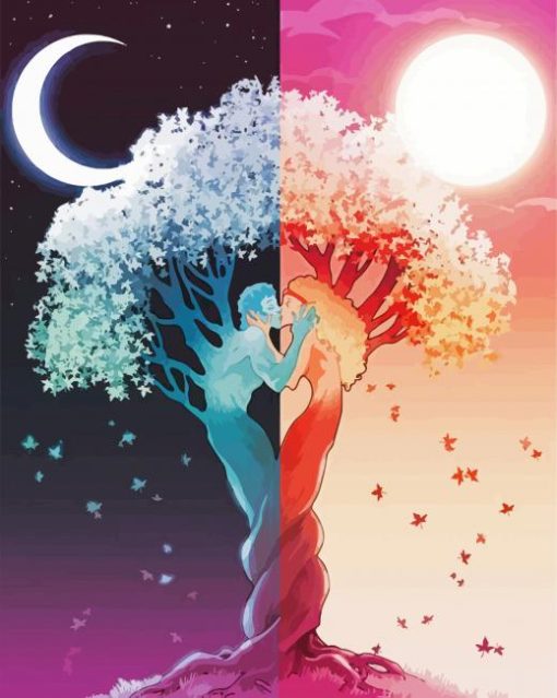 Soulmate Night And Day Trees diamond painting