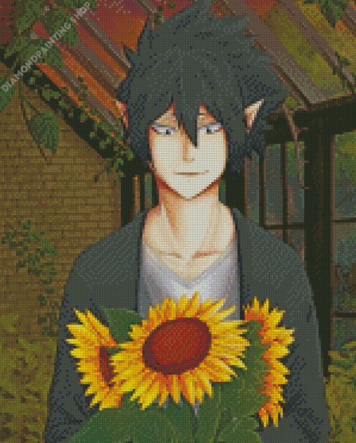 Tamaki Amajiki With Sunflowers diamond painting