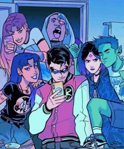 Teen Titans Selfie diamond painting