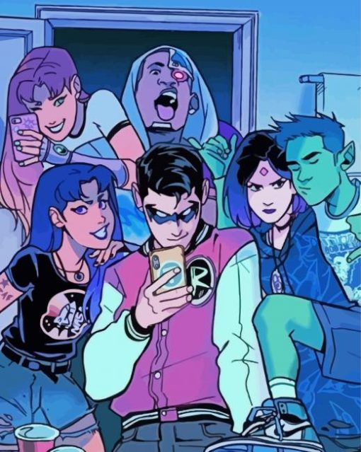 Teen Titans Selfie diamond painting