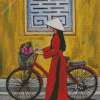 Vietnamese Girl In Ao Dai And Bicycle diamond painting