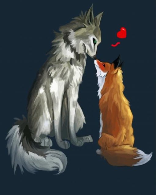 Wolf And Fox In Love diamond painting