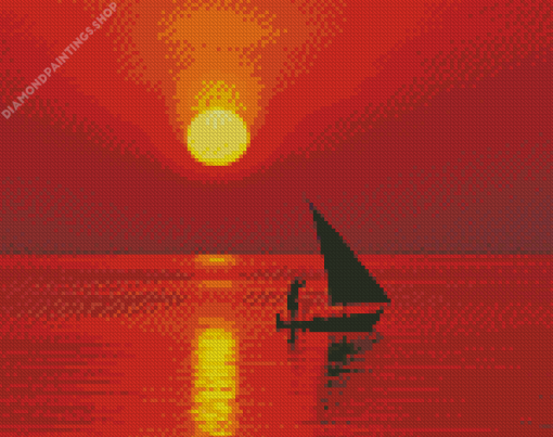 Aesthetic Boat Sunset diamond painting