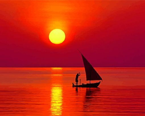 Aesthetic Boat Sunset diamond painting