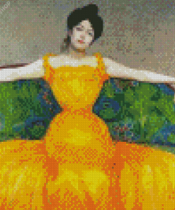 Aesthetic Girl In Yellow Dress diamond painting