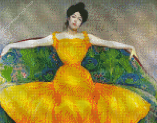 Aesthetic Girl In Yellow Dress diamond painting