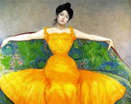 Aesthetic Girl In Yellow Dress diamond painting