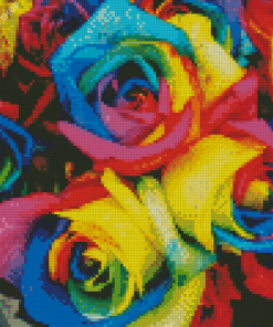 Aesthetic Rainbow Roses Art diamond painting