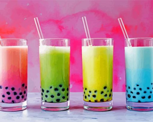 Aesthetic Bubble Tea Cups diamond painting