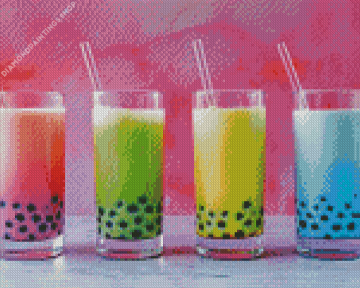 Aesthetic Bubble Tea Cups diamond painting