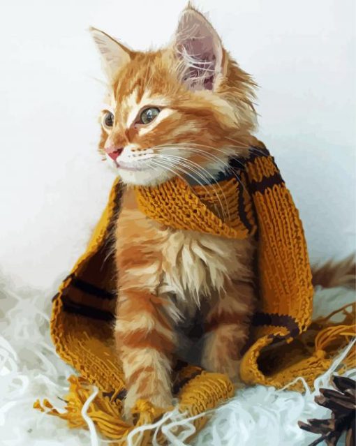 Cute Hufflepuff Kitty diamond painting