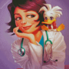 Cute Nurse With Her Little Friend diamond painting