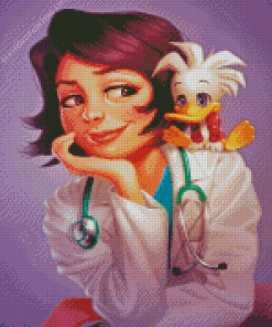 Cute Nurse With Her Little Friend diamond painting