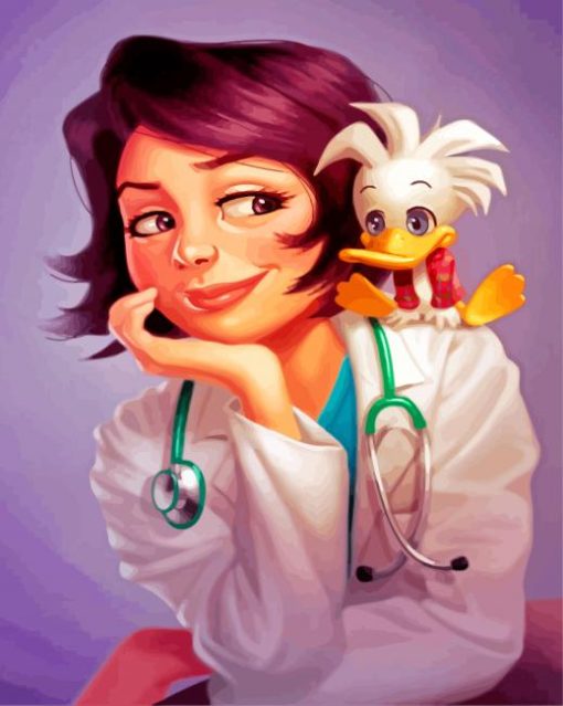 Cute Nurse With Her Little Friend diamond painting