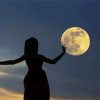 Girl With Moon Silhouette diamond painting