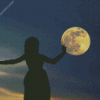 Girl With Moon Silhouette diamond painting