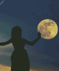Girl With Moon Silhouette diamond painting