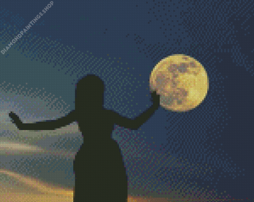 Girl With Moon Silhouette diamond painting