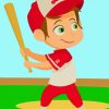 Happy Little Boy Playing Baseball diamond painting