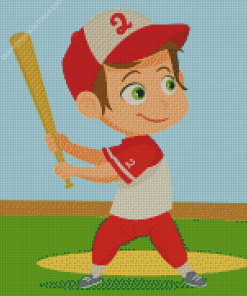 Happy Little Boy Playing Baseball diamond painting