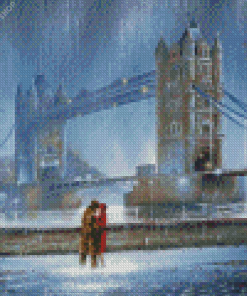 London Couple Under Rain Art diamond painting