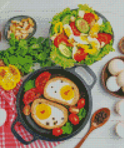 Morning Breakfast Egg And Salad diamond painting