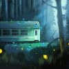 Night Forest Train diamond painting