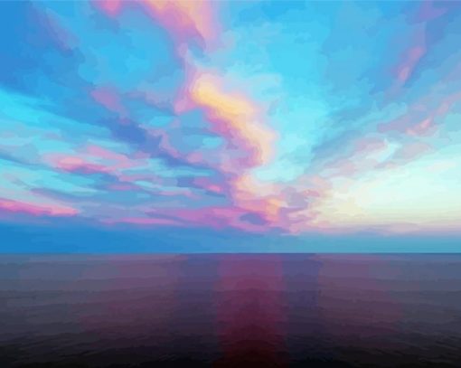 Sea With Purple And Blue Sky diamond painting