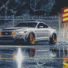 White Ford Mustang Car diamond painting