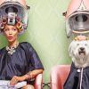 Woman And Dog At The Hair Salon diamond painting