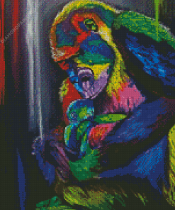 Abstract Gorilla Mother And Her Baby diamond painting