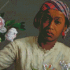 African Black Woman With Flowers diamond painting