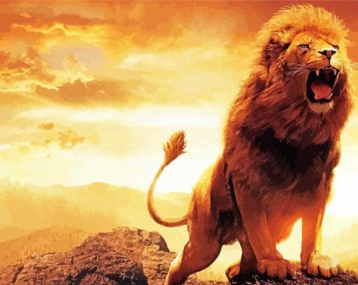 Animal Lion Roaring diamond painting