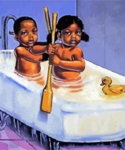 Black Kids Taking A Bath diamond painting