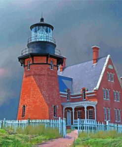 Block Island Lighthouse And Lightning diamond painting