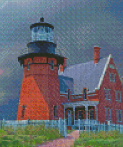 Block Island Lighthouse And Lightning diamond painting