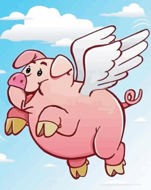 Cartoon Pig With Wings diamond painting