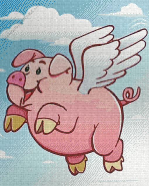 Cartoon Pig With Wings diamond painting