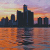 Detroit Skyline At Sunset diamond painting