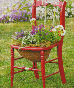 Flowers In Red Chair diamond painting