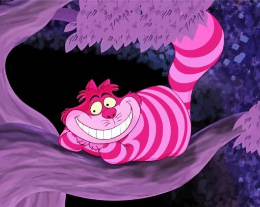 Pink Cheshire Cat diamond painting