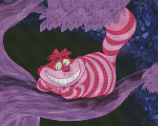 Pink Cheshire Cat diamond painting