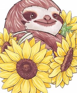 Sunflowers And Sloth Art diamond painting