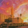 Sunset At Los Angeles Temple diamond painting