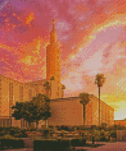 Sunset At Los Angeles Temple diamond painting