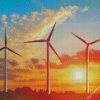 Wind Turbine Sunset diamond painting