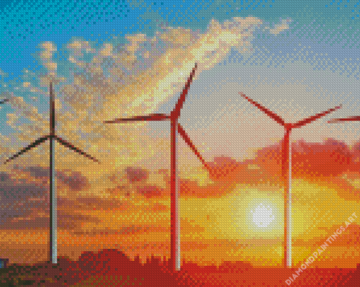 Wind Turbine Sunset diamond painting