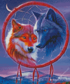 Wolf Dream Catcher diamond painting